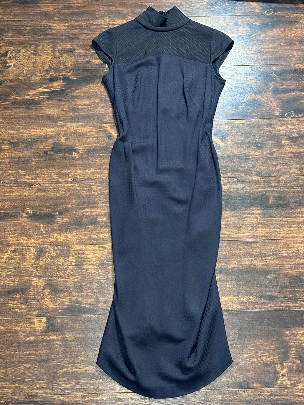 ✨ Sportmax Black Mock Neck Cap Sleeve Fitted Midi Dress US 6 Italy EUC ✨